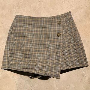 ZARA Plaid Skort with Buttons